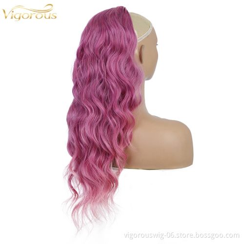 Vigorous 24'' Body Wave Drawstring Ponytails for Women Kinky Ponytail Synthetic Clips in Ponytail Extension